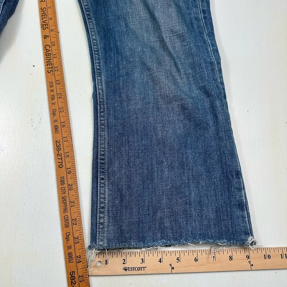 VTG‎ Y2K Banana Republic BootCut Jeans Men Actual 31x24 Blue Raw Hem Button Fly